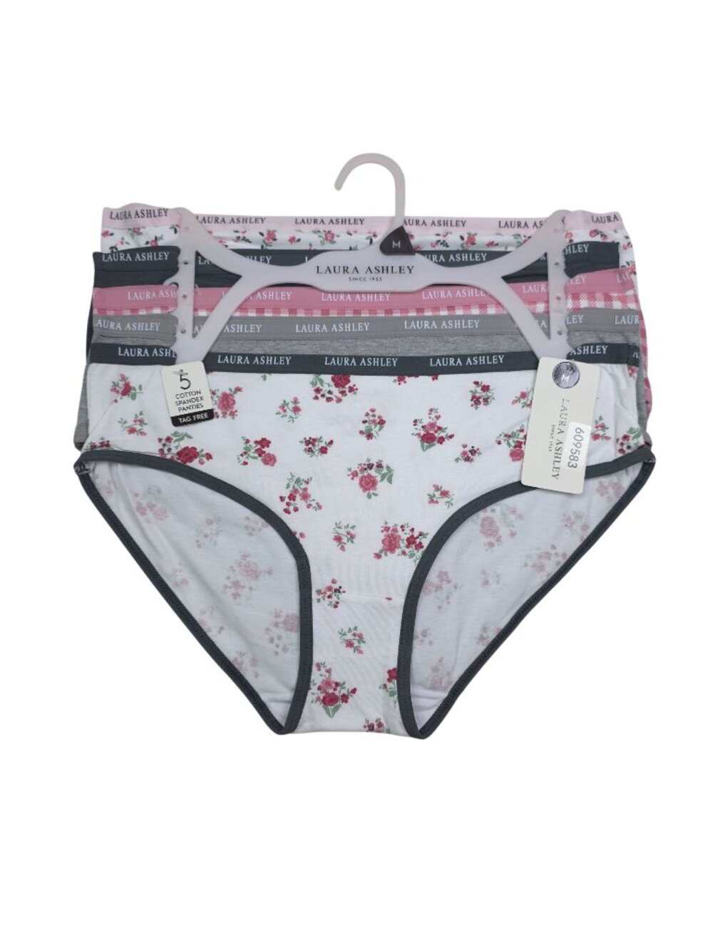 Laura Ashley Womens 5-Pack Panties Briefs Medium Cotton Spandex Tag-Free